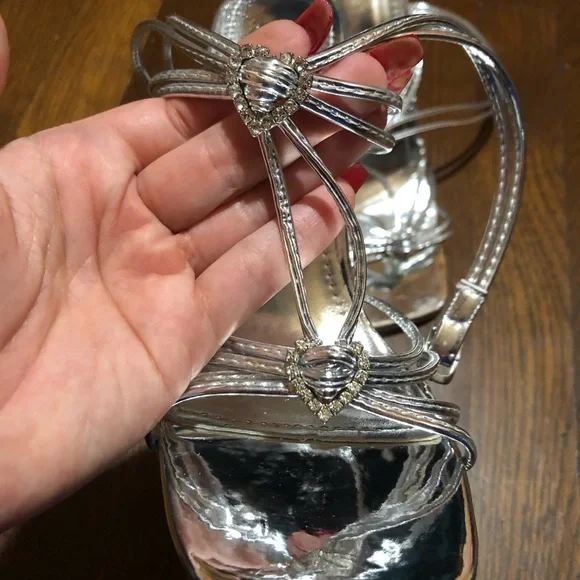 Elegant Silver Strappy Heels - Picture 4 of 4